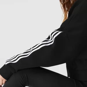 Adidas Originals Cropped Sweatjacke Mit Label-Stitching – Schwarz 11